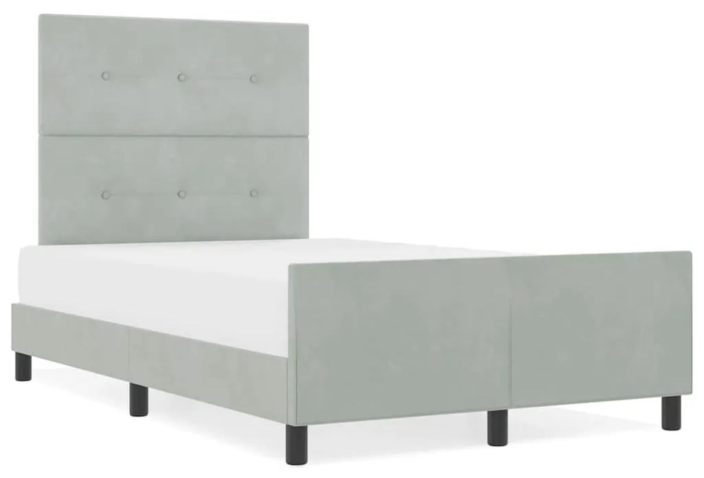 Cama de Veludo Cinzento-claro vidaXL 120x200 cm