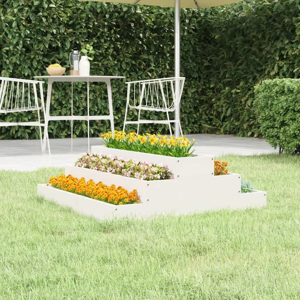 vidaXL Vaso/floreira 80x80x27 cm pinho maciço branco