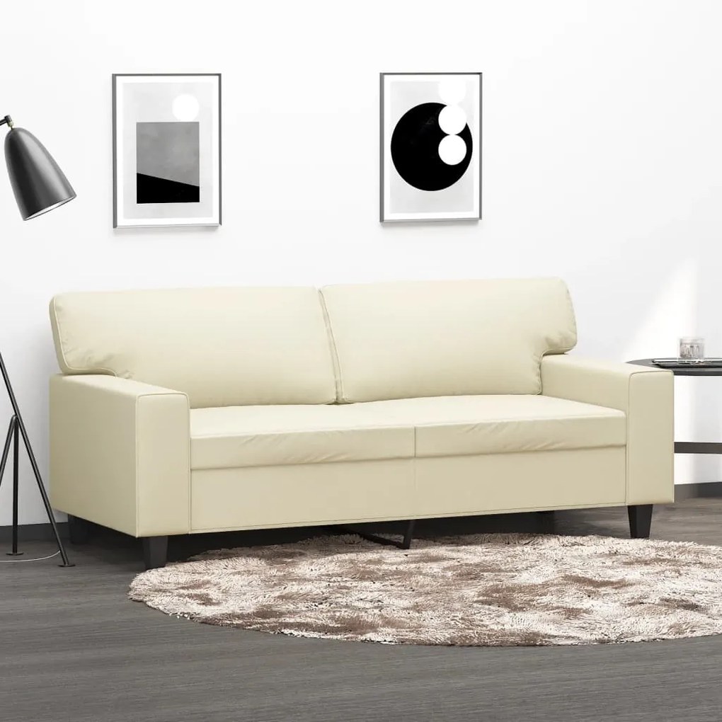 vidaXL Sofá de 2 lugares 140 cm couro artificial cor creme