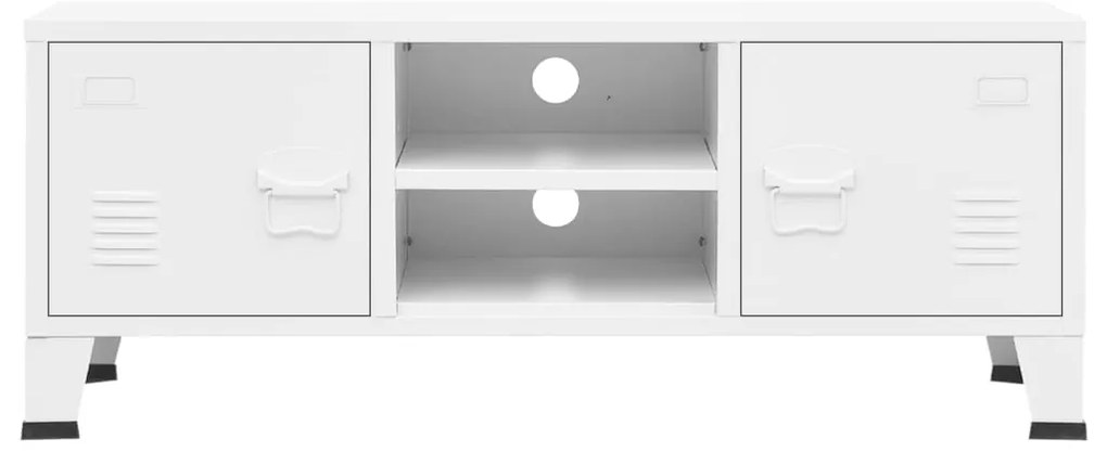 Móvel de TV industrial 105x35x42 cm metal branco
