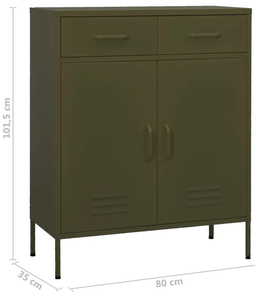 Armário de arrumação aço 80x35x101,5 cm verde-azeitona