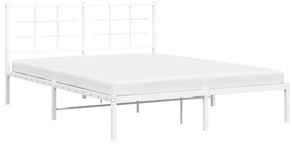 Estrutura de cama com cabeceira 150x200 cm metal branco