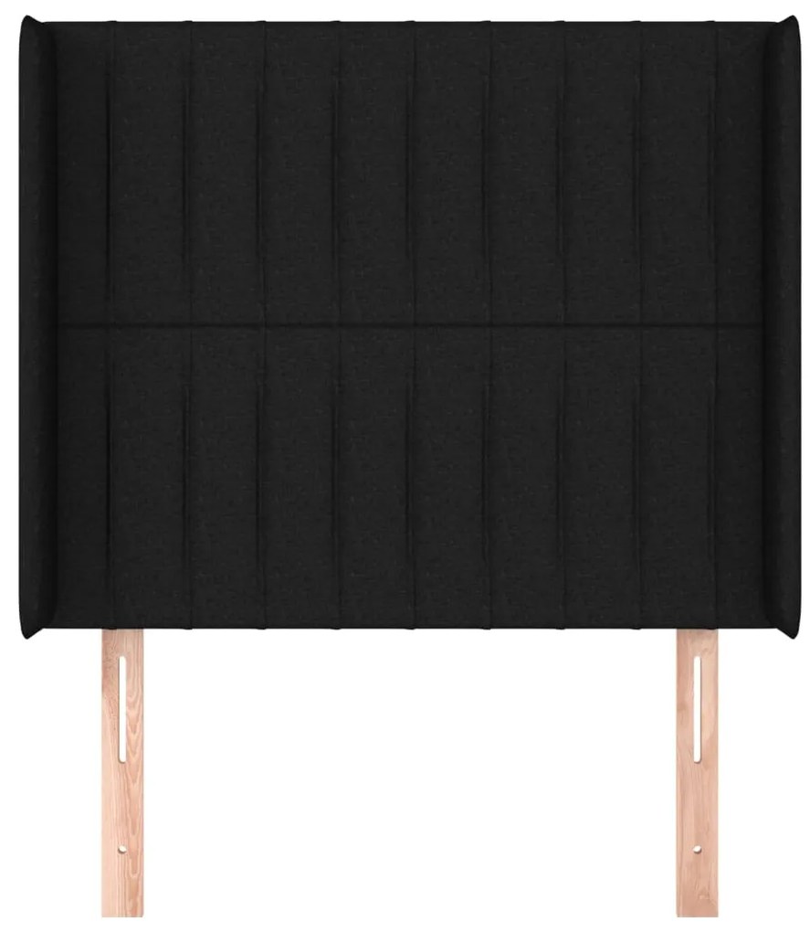 Cabeceira de cama c/ abas tecido 93x16x118/128 cm preto
