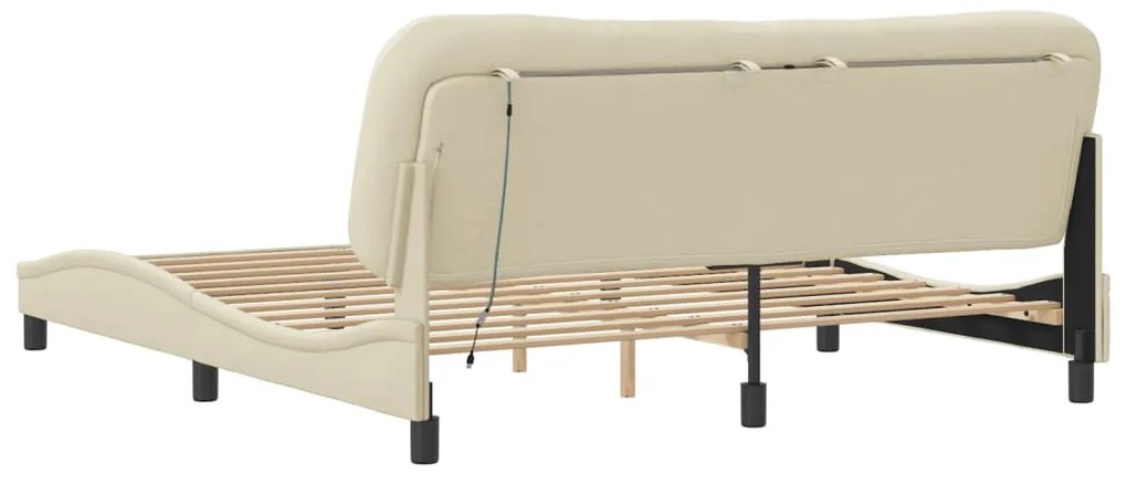 Estrutura de cama com LED sem colchão 180x200 cm tecido creme