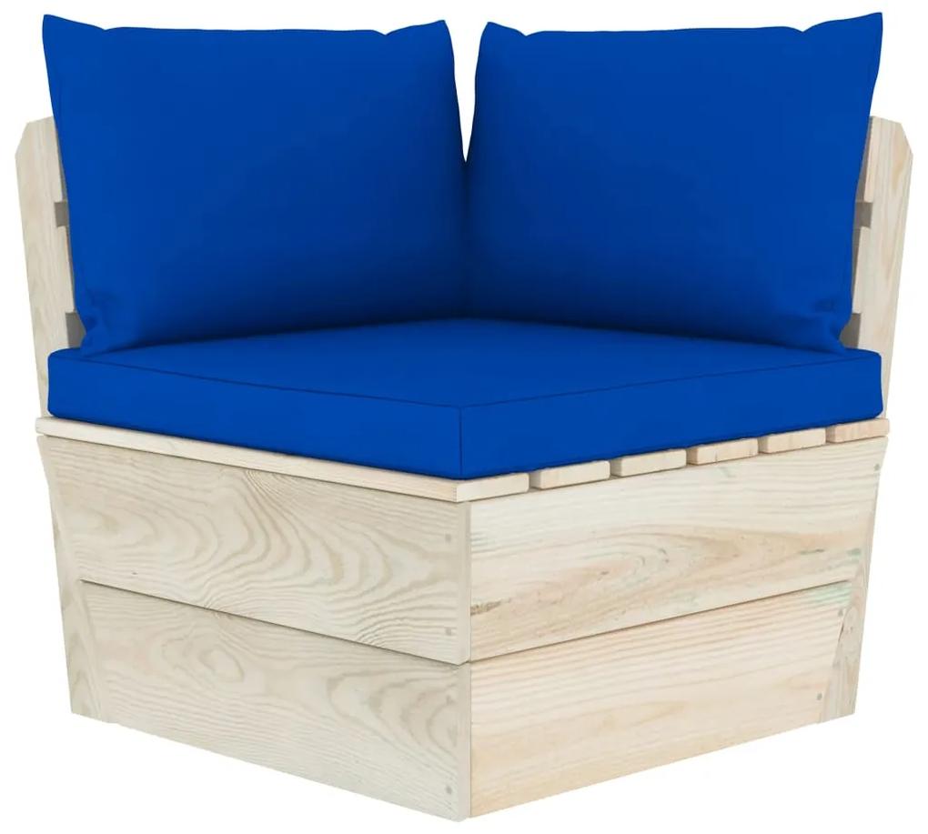 315074 vidaXL Almofadões para sofá de paletes 3 pcs tecido azul