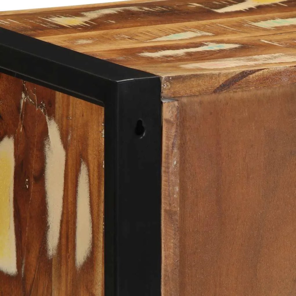 Mesa de cabeceira multicor 40x35x40cm madeira maciça recuperada
