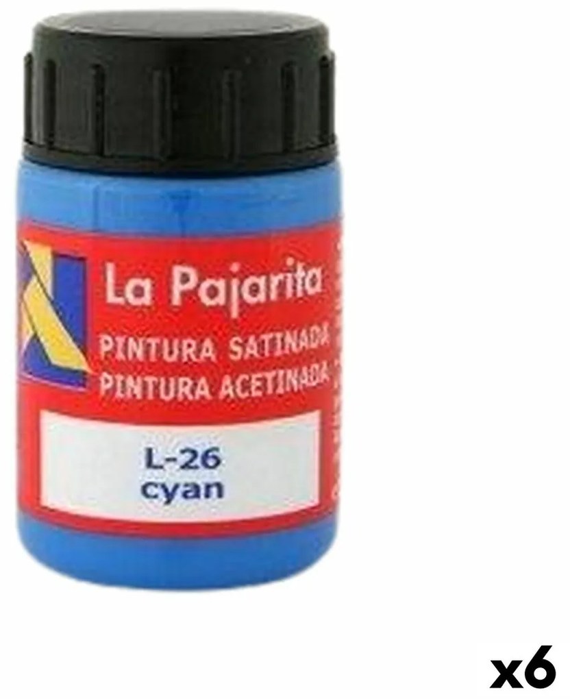 Têmpera La Pajarita Cyan L-26 Azul Acetinado Escolar (35 Ml) (6 Unidades)