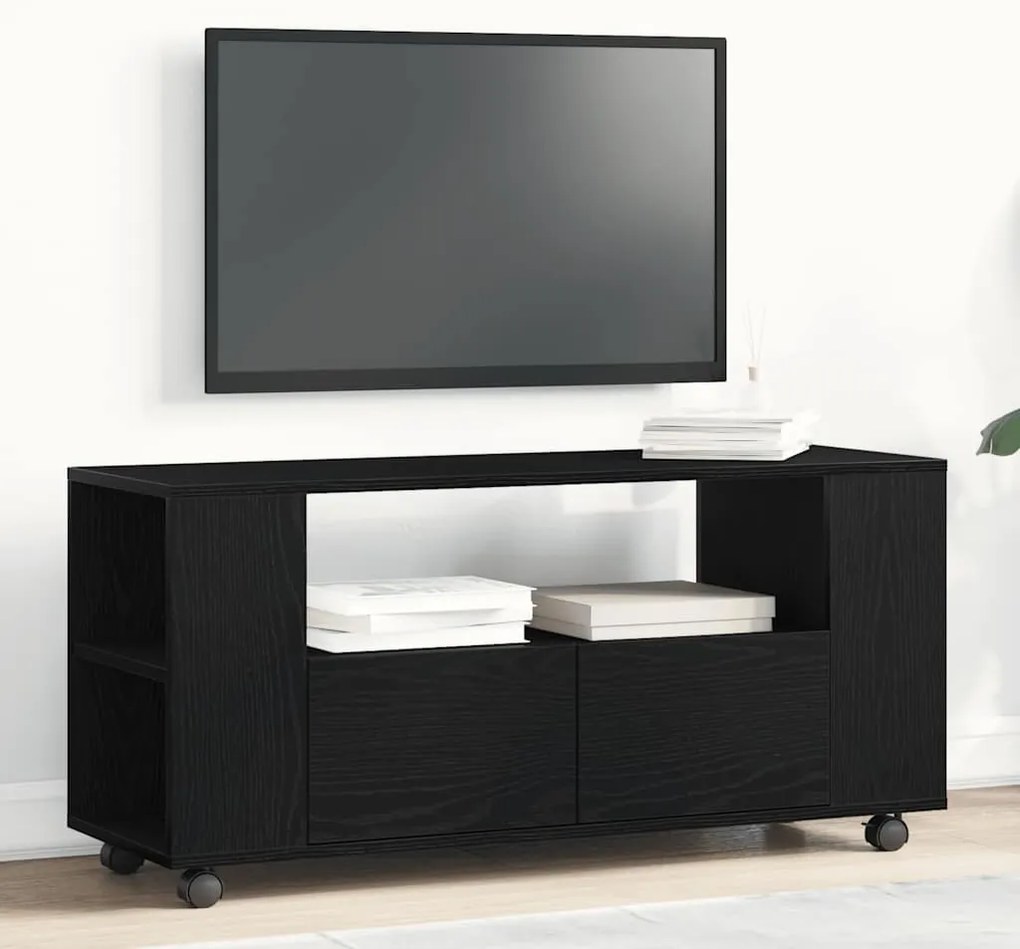 Móvel TV c/rodas 102x34,5x43cm deriv.madeira carvalho preto