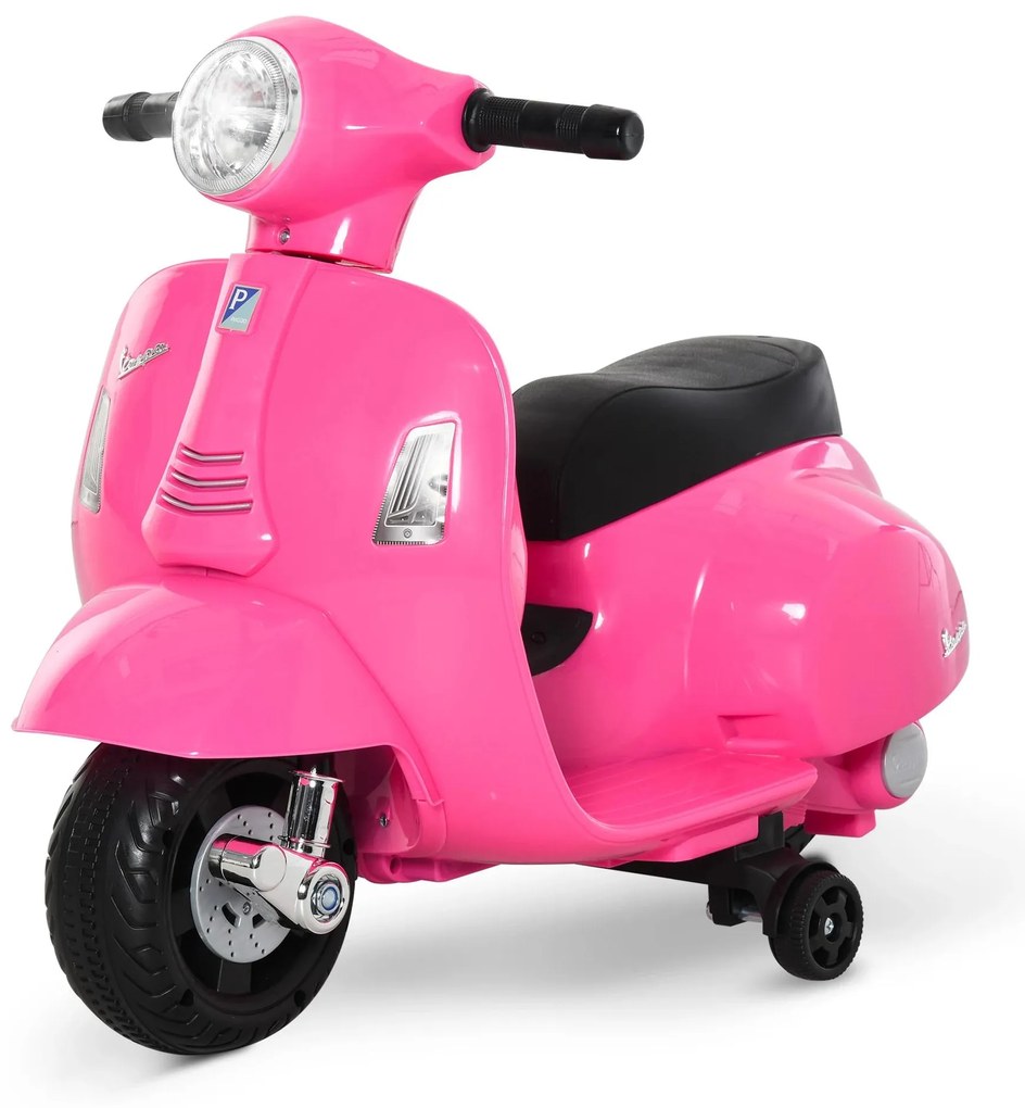 HOMCOM Mota elétrica para crianças acima de 18 meses com licença  faróis  buzina e 4 rodas 66,5x38x52 cm Rosa
