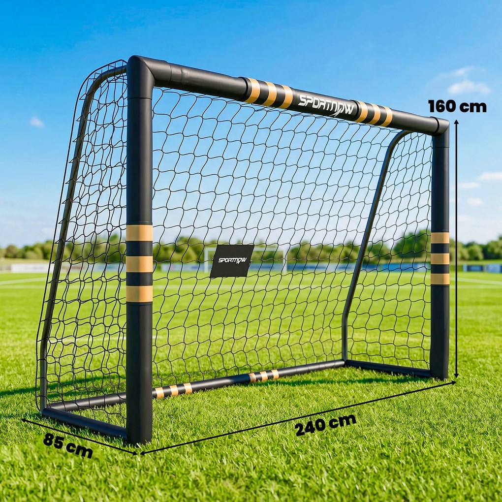 Baliza de Futebol para Jardim 240x85x160 cm com Rede, Estrutura Metálica, Acolchoamento EPE e Estacas, Preto e Amarelo