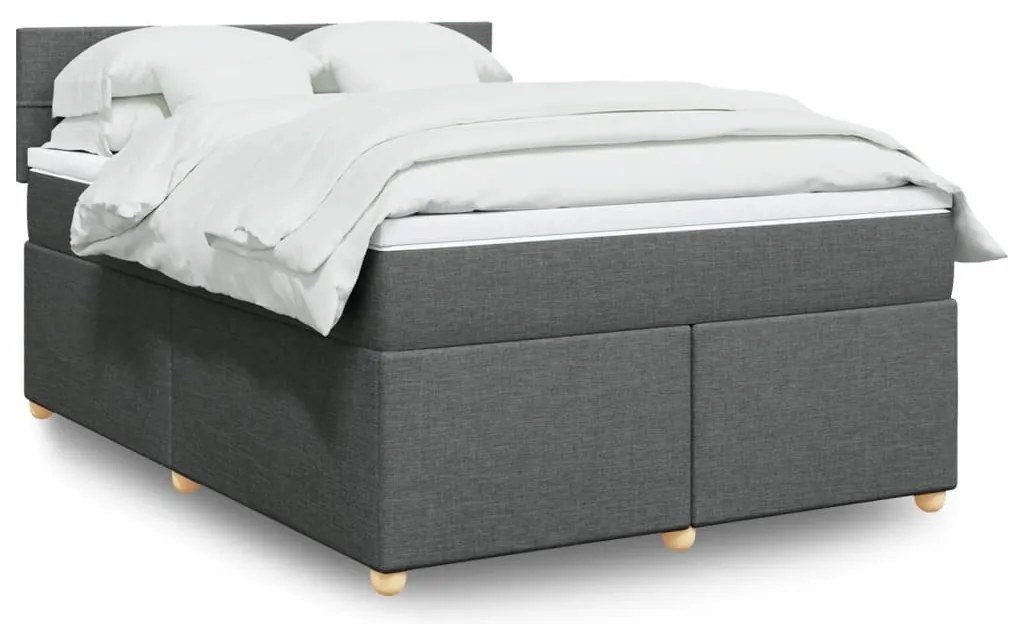 vidaXL Cama com molas/colchão 160x200 cm tecido cinzento-escuro