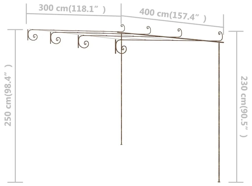 Pérgola de jardim 4x3x2,5 m ferro castanho antigo