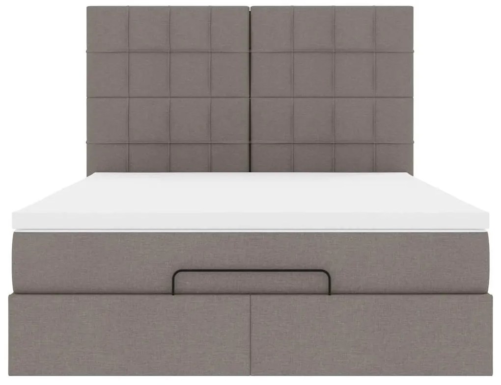 Estrutura de cama otomana com colchão tecido cinzento 140x200cm