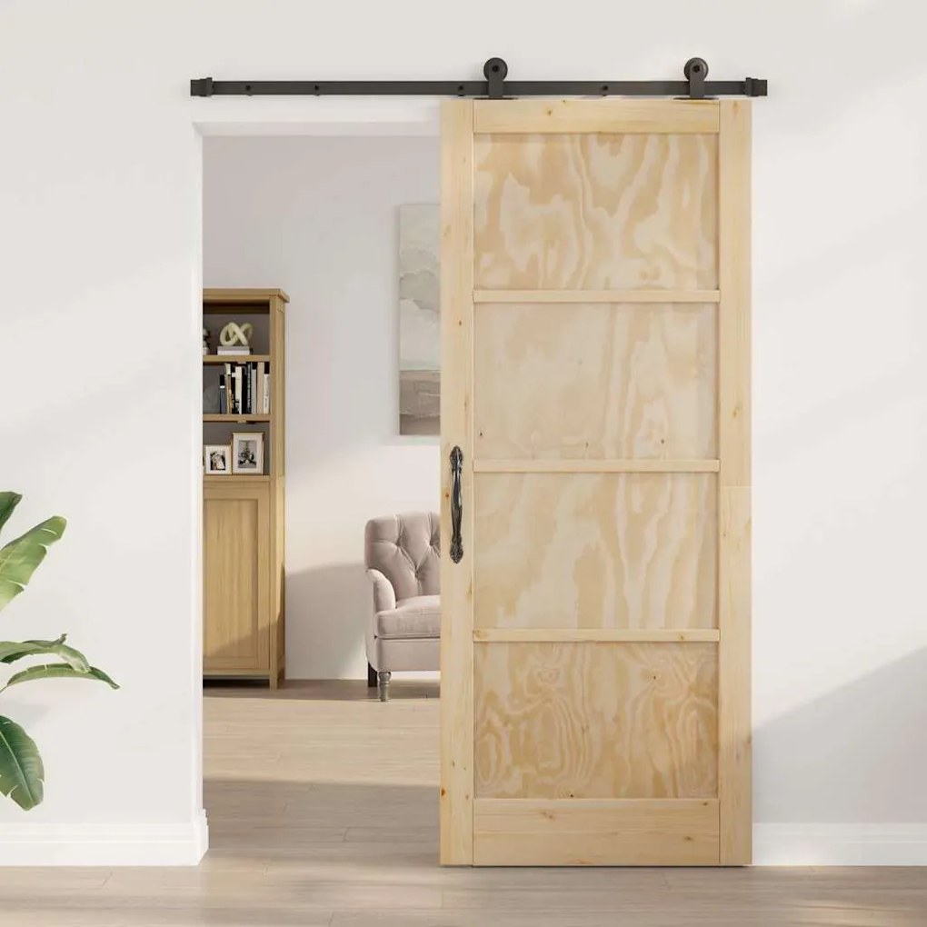 Porta Deslizante com Conjunto de Ferragem 'ORKDAL'Madeira Maciça de Pi