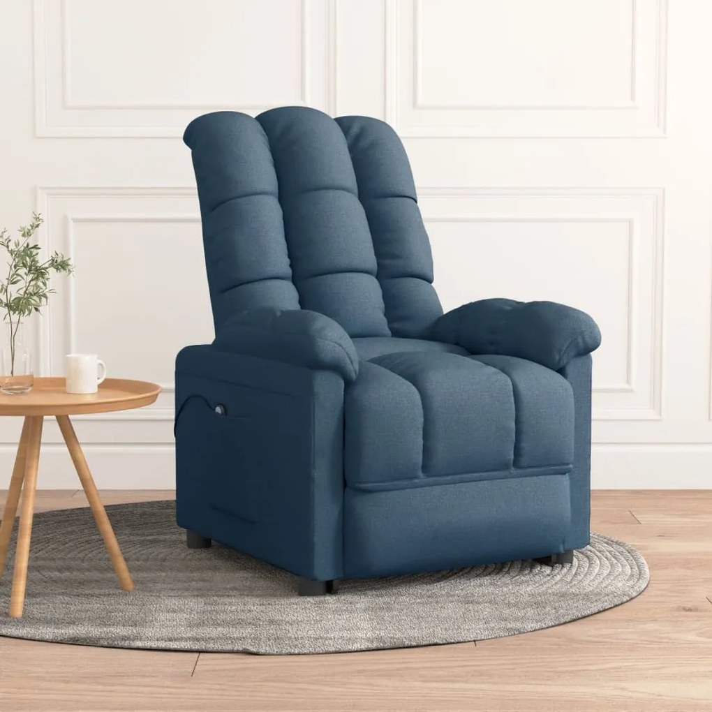 vidaXL Poltrona elevatória tecido azul