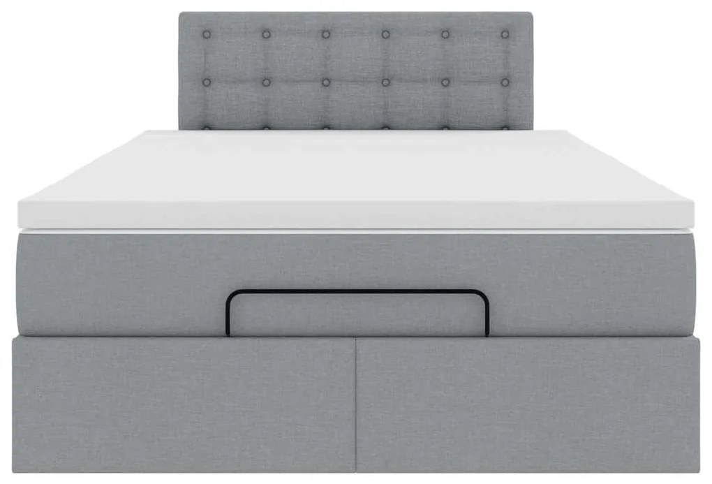 Cama otomana com colchão 120x190 cm tecido cinzento claro