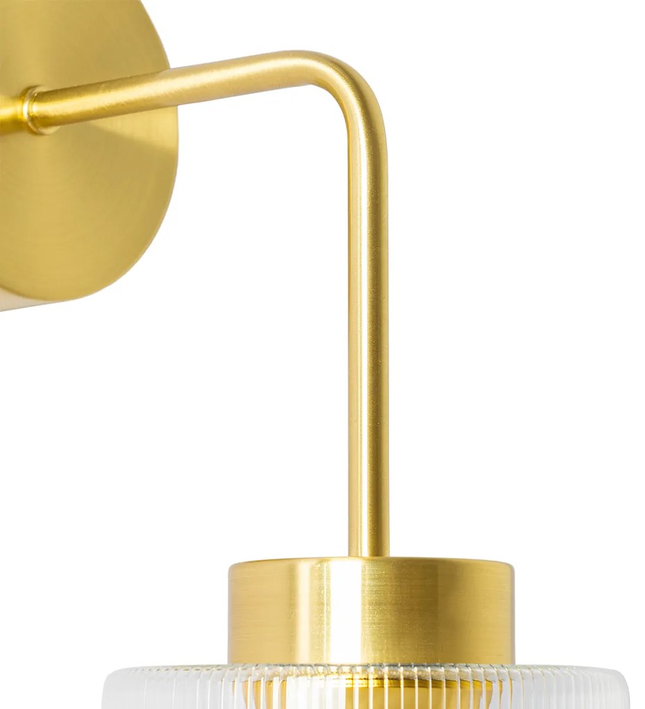 Candeeiro de parede Art Déco dourado com vidro - Laura Art Deco