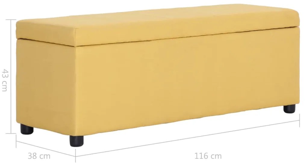 Banco c/ compartimento de arrumação 116 cm poliéster amarelo