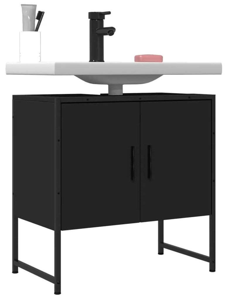 vidaXL Móvel para lavatório 60x33x60 cm derivados de madeira preto