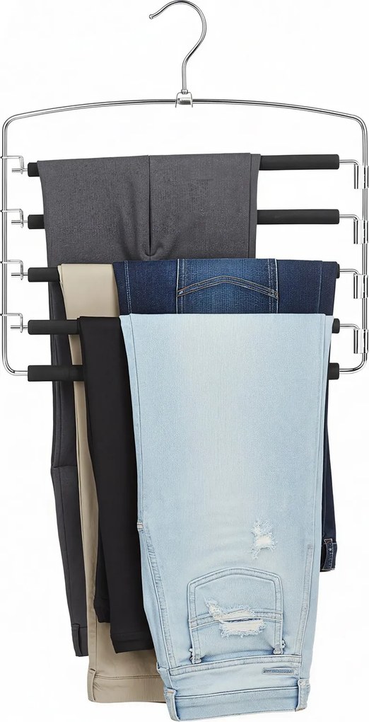 Conjunto de 3 cabides, em metal, cabides para calças 40 x 45 cm (L x A) prateado-preto