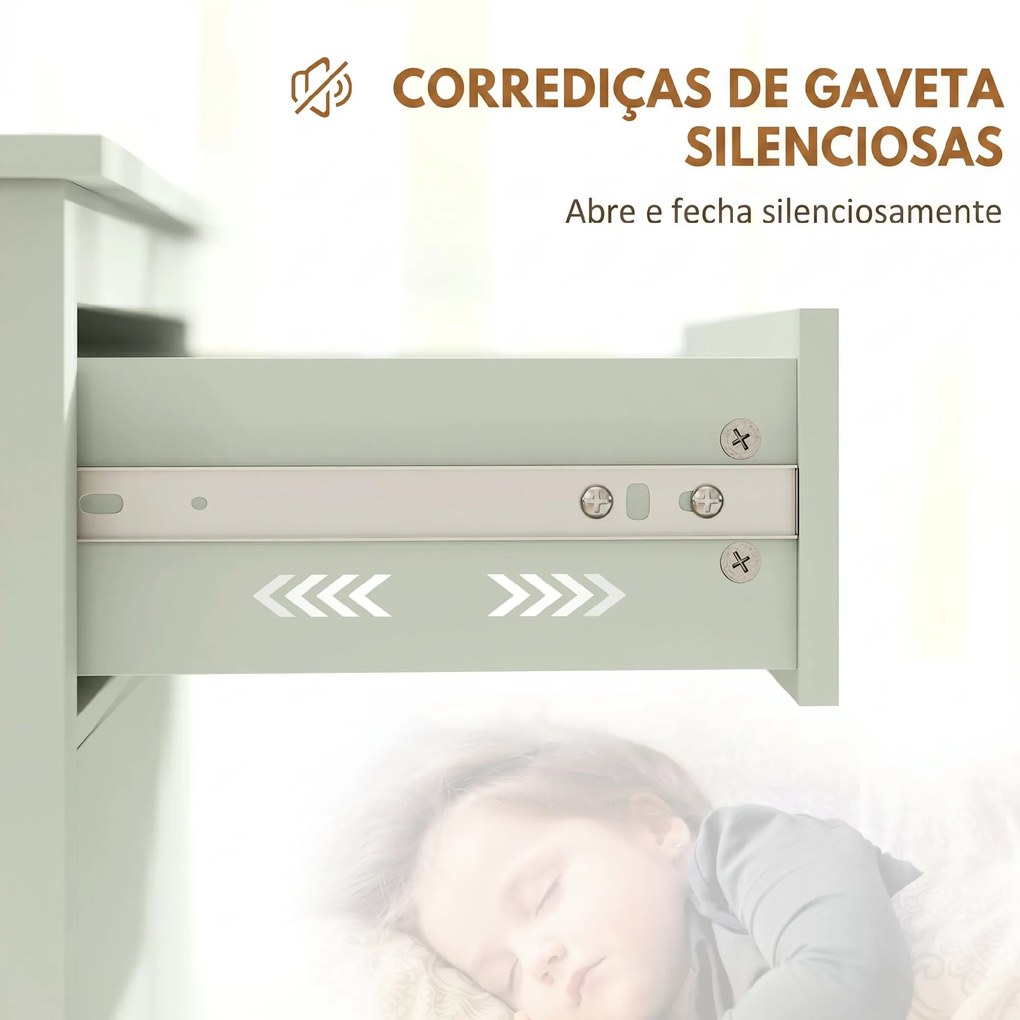 Aparador com Gaveta e Armário de 2 Níveis com Prateleira Ajustável Base Elevada e Amplo Tampo 80x40x90 cm Verde Claro