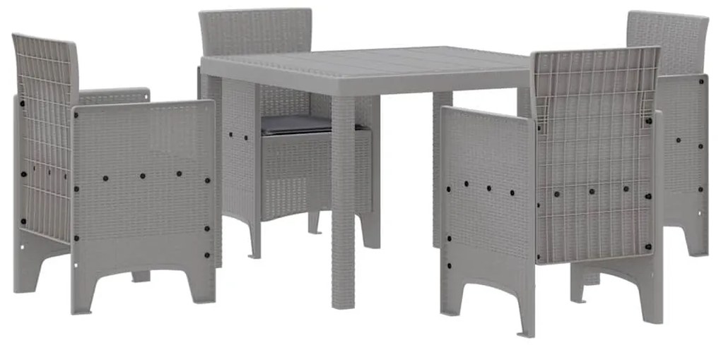Conjunto de Jantar de Jardim 5 pcs Cinzento-claro Rattan / Vime