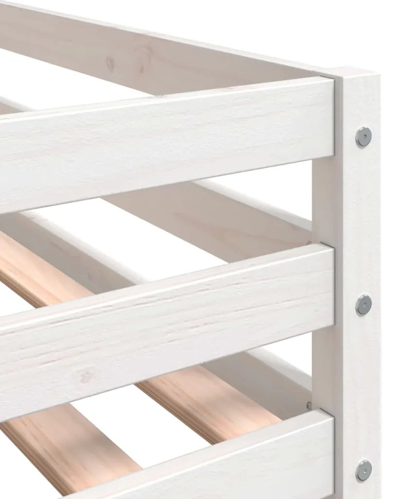 Cama alta p/ criança c/ escada 80x200 cm pinho maciço branco
