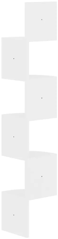 Estante de canto p/ parede derivados madeira branco brilhante