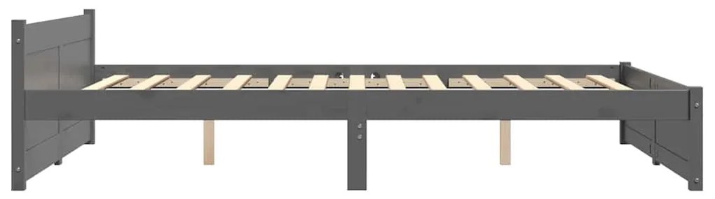 Estrutura de cama casal 135x190 cm madeira maciça cinzento