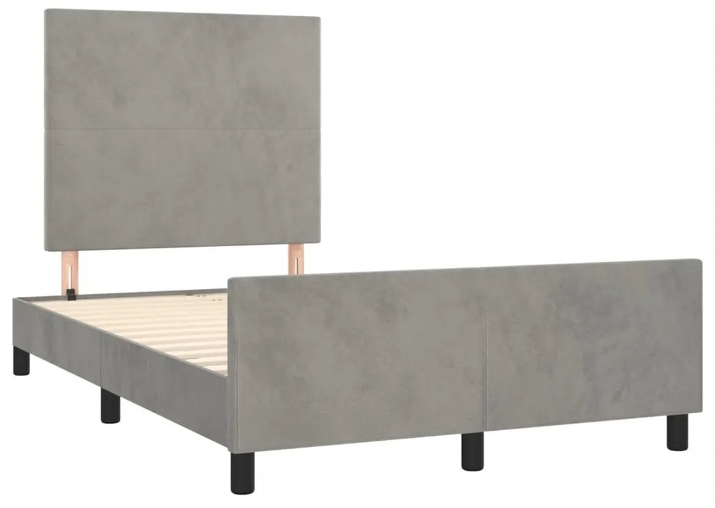Estrutura de cama sem colchão cinza claro Veludo