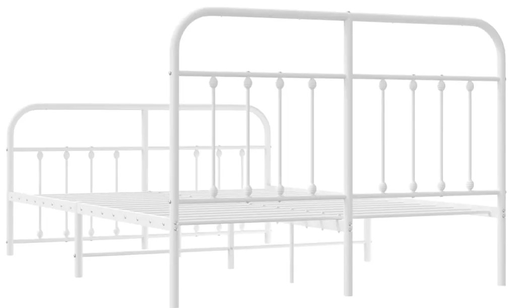 Estrutura de cama com cabeceira e pés 140x200 cm metal branco