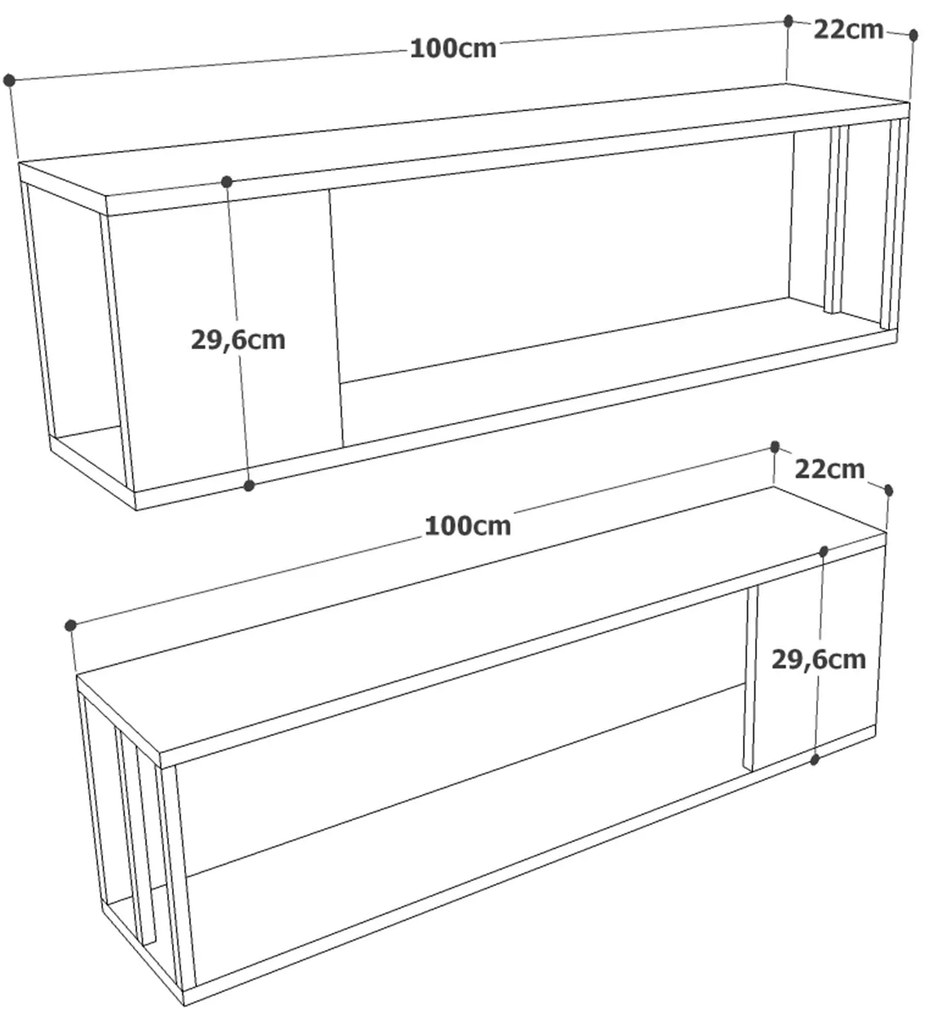 Prateleira de Parede VG18 – Pinho Atlântico – 100x29,6x22 cm