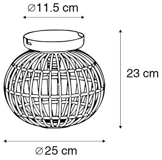 Candeeiro de teto rústico bambu 25 cm - Canna
