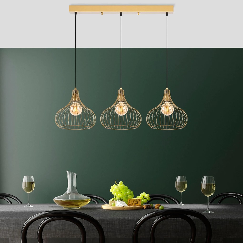 Chandelier Teldamla – Dourado Brilhante – 76 x 22 x 120 cm