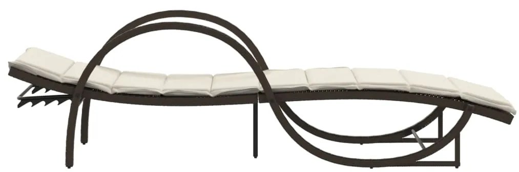 Espreguiçadeiras com mesa 2 pcs vime PE castanho