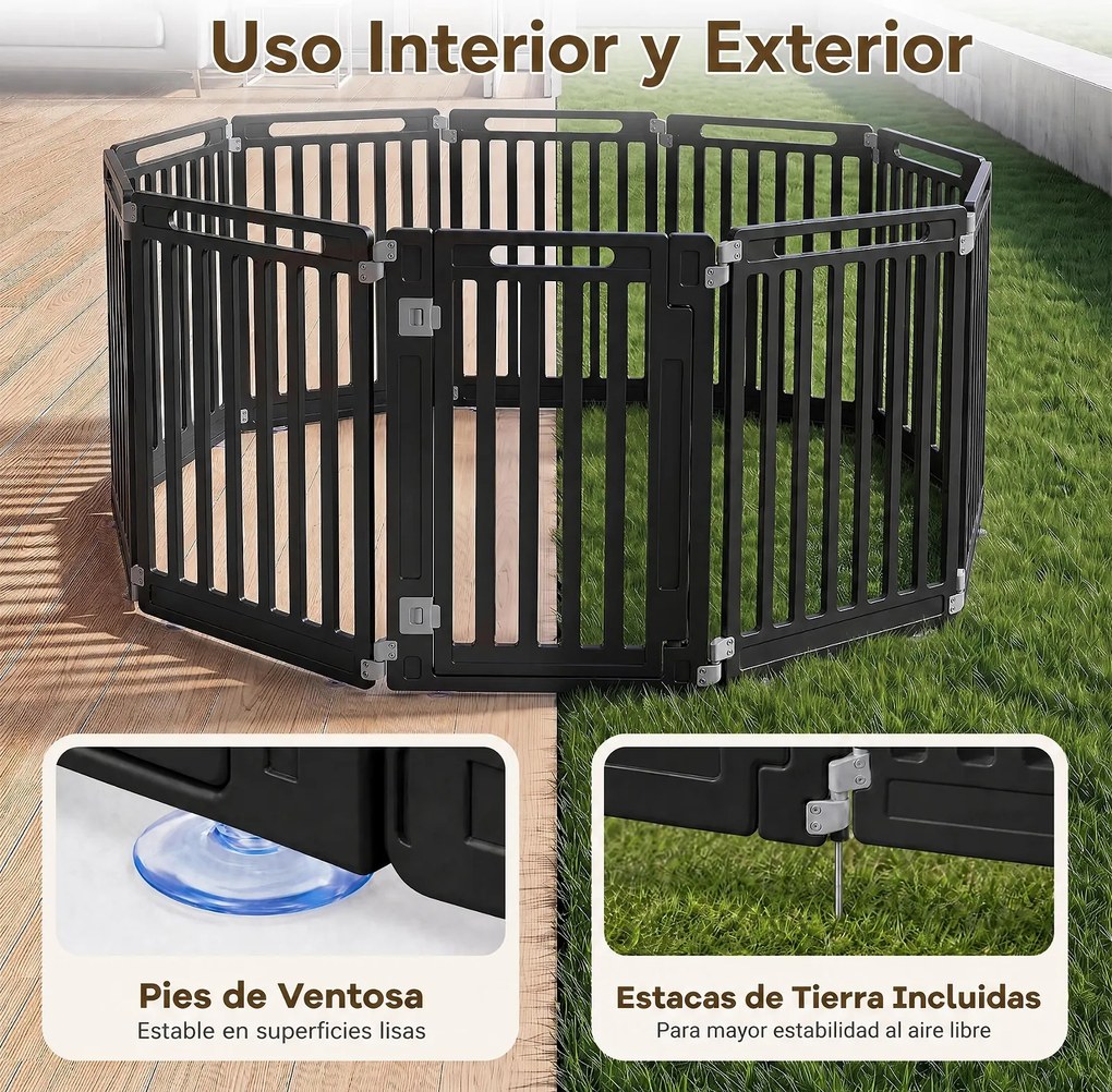 Recinto para Cães com 9 Painéis Modulares, 53 x 81 cm, Utilização no Interior e Exterior, Preto