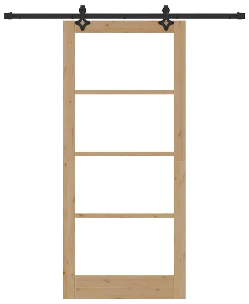 Conjunto de Porta Deslizante Conjunto de 2 Natural e preto