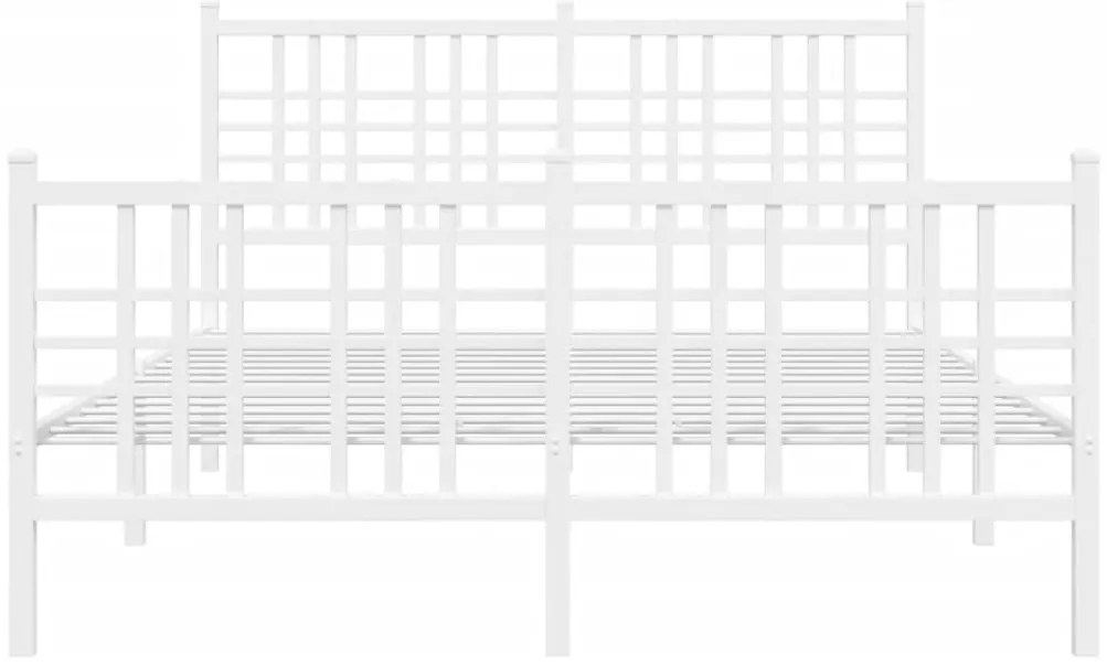 Estrutura de cama com cabeceira e pés 140x200 cm metal branco