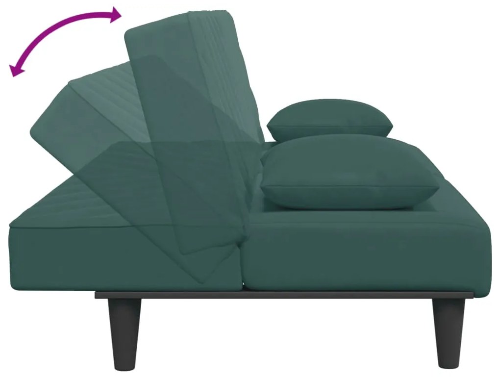 2 pcs conjunto de sofás com almofadas veludo verde-escuro