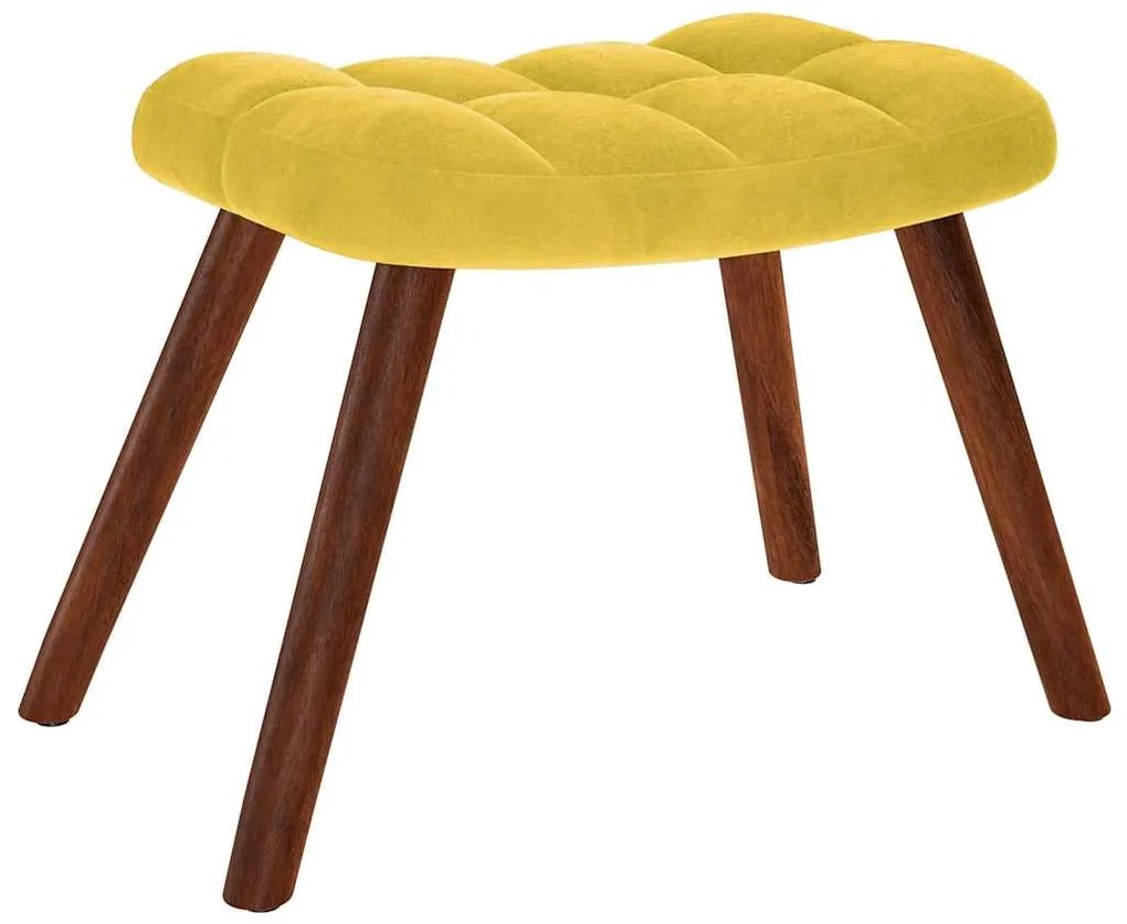 Cadeira de relaxamento com banco em veludo amarelo