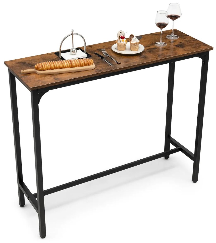 Mesa de bar industrial para pequenos espaços 120 x 40 x 101 cm Castanho rústico