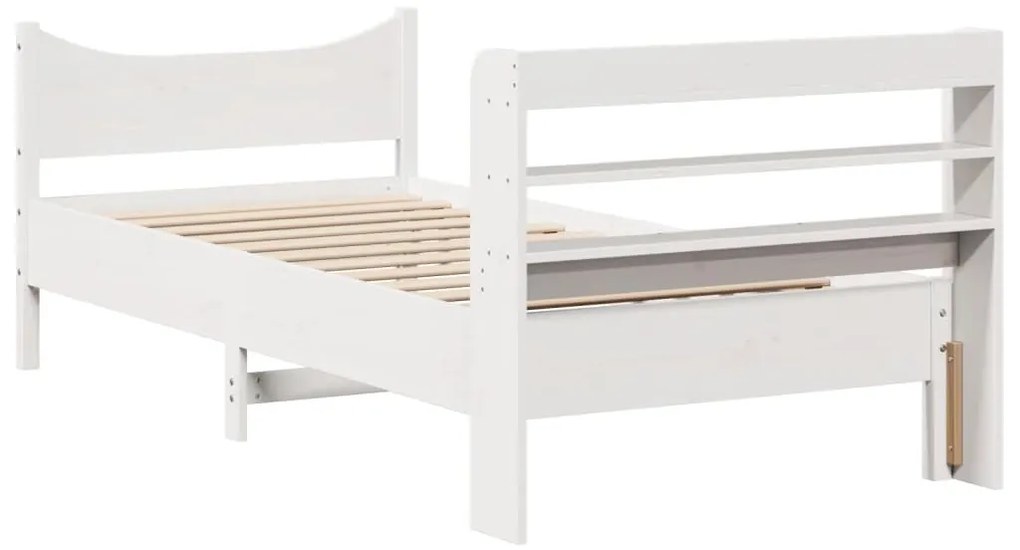Estrutura de cama com cabeceira 90x200 cm pinho maciço branco