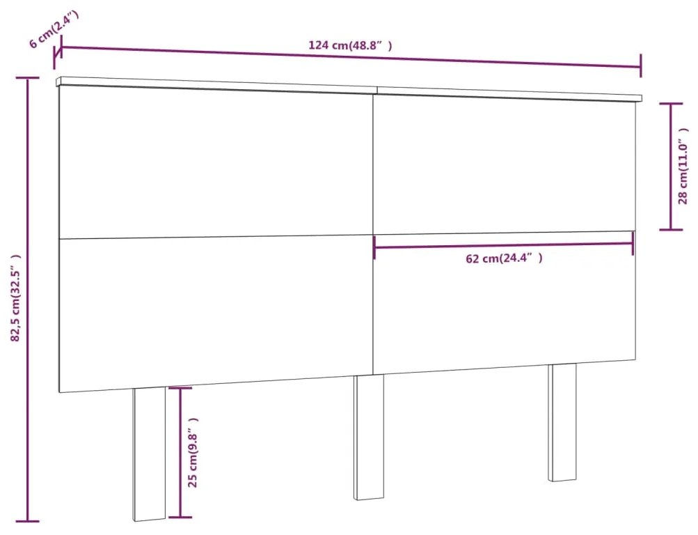 Cabeceira de cama 124x6x82,5 cm pinho maciço