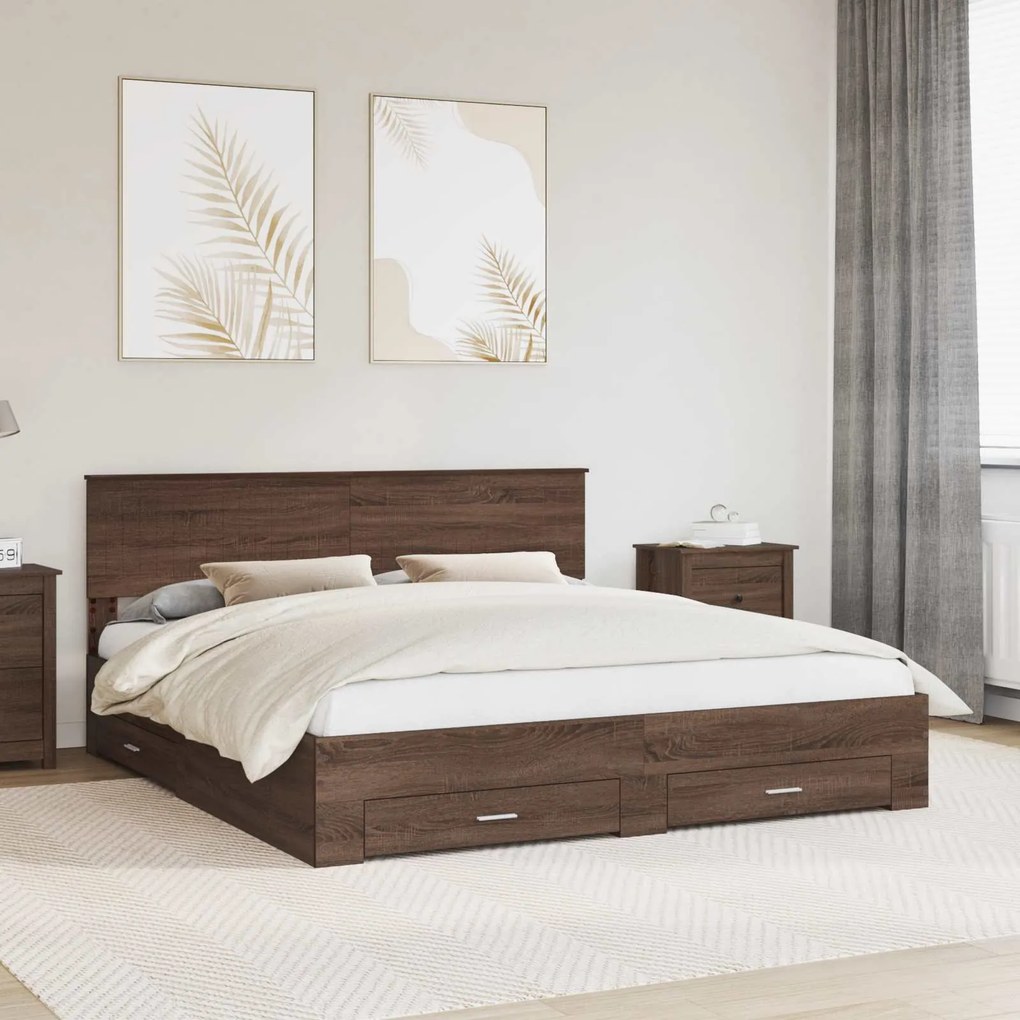 vidaXL Estrutura da Cama Carvalho Marrom e Prata 180 x 200 cm