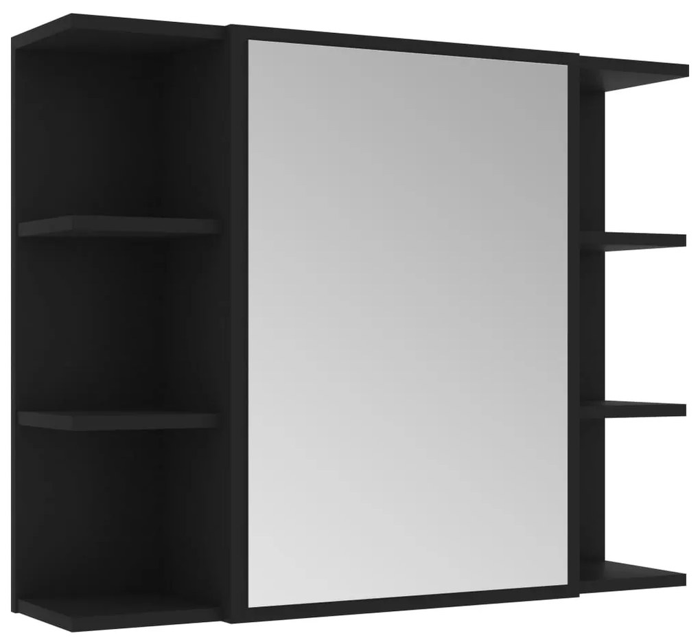 4 pcs conjunto de móveis de casa de banho contraplacado preto