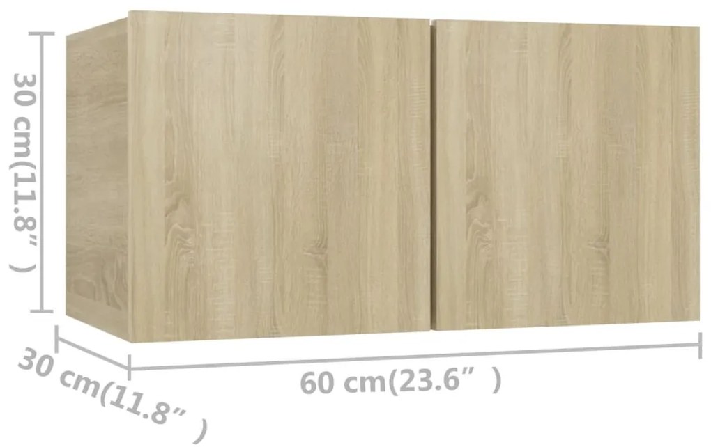 4pcs conjunto de móveis de TV derivados madeira carvalho sonoma