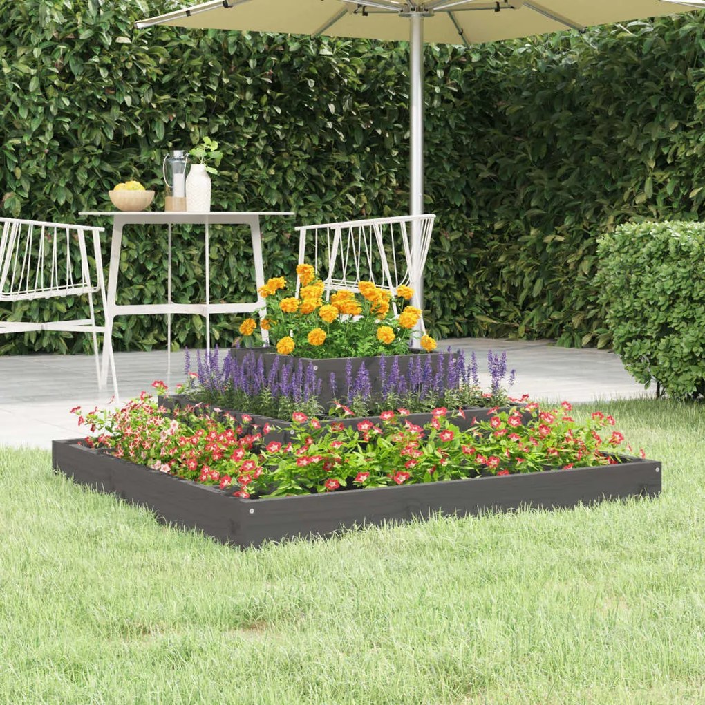 vidaXL Vaso/floreira 80x80x27 cm pinho maciço cinzento