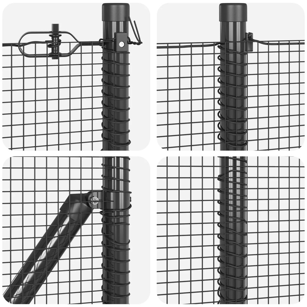 Cerca de Arame Soldado com 7 Postes Flangados Cinza 0.8x10 m Aço