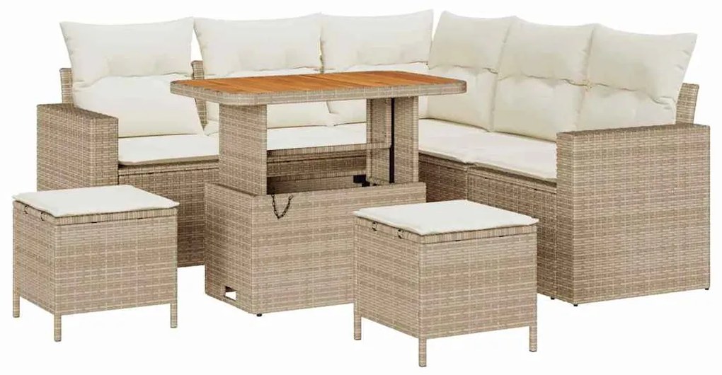 Conjunto de Sofás de Jardim com 8 Peças e Almofadas Bege em Rattan Sin