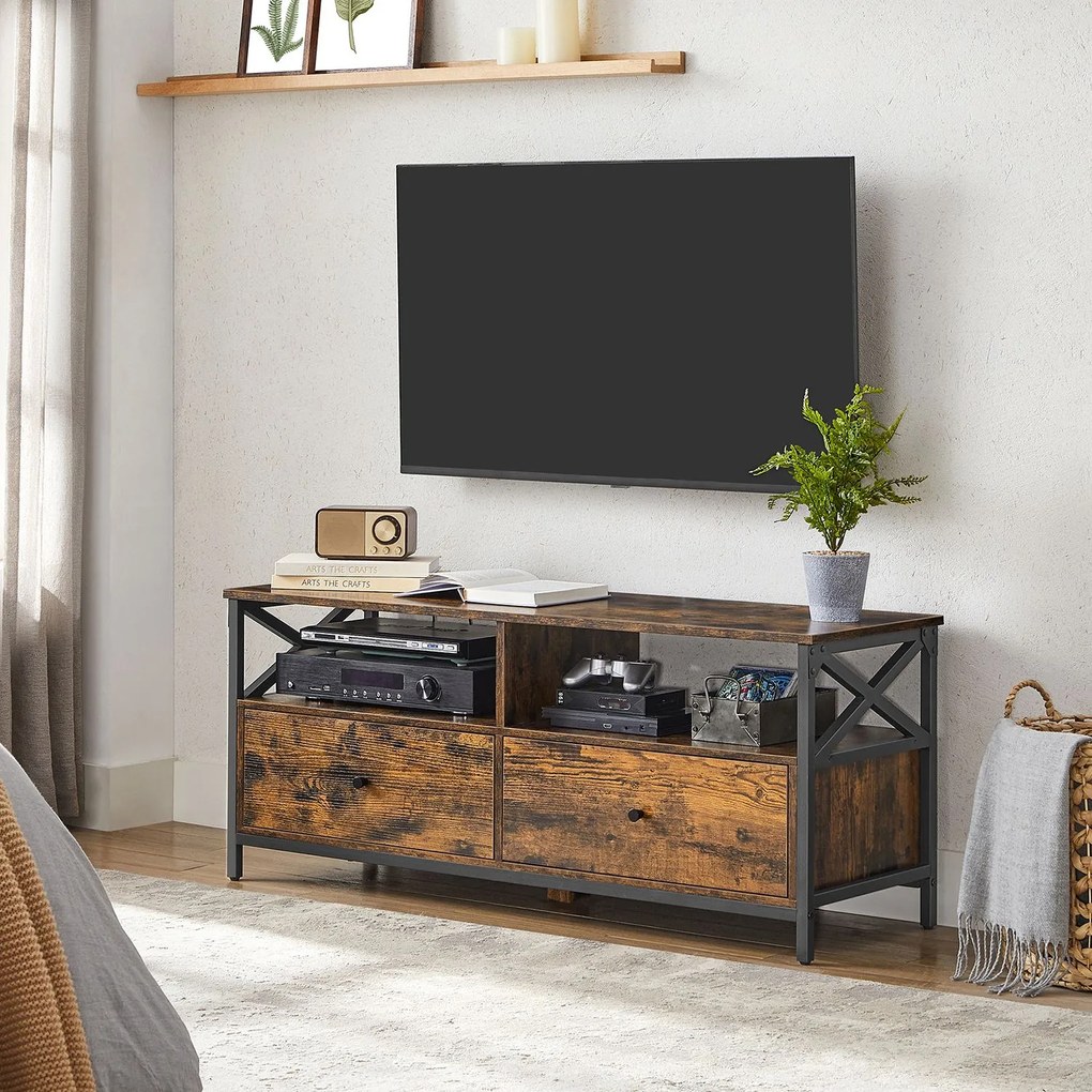 Móvel TV até 55 polegadas 120 x 40 x 50 cm castanho vintage-preto